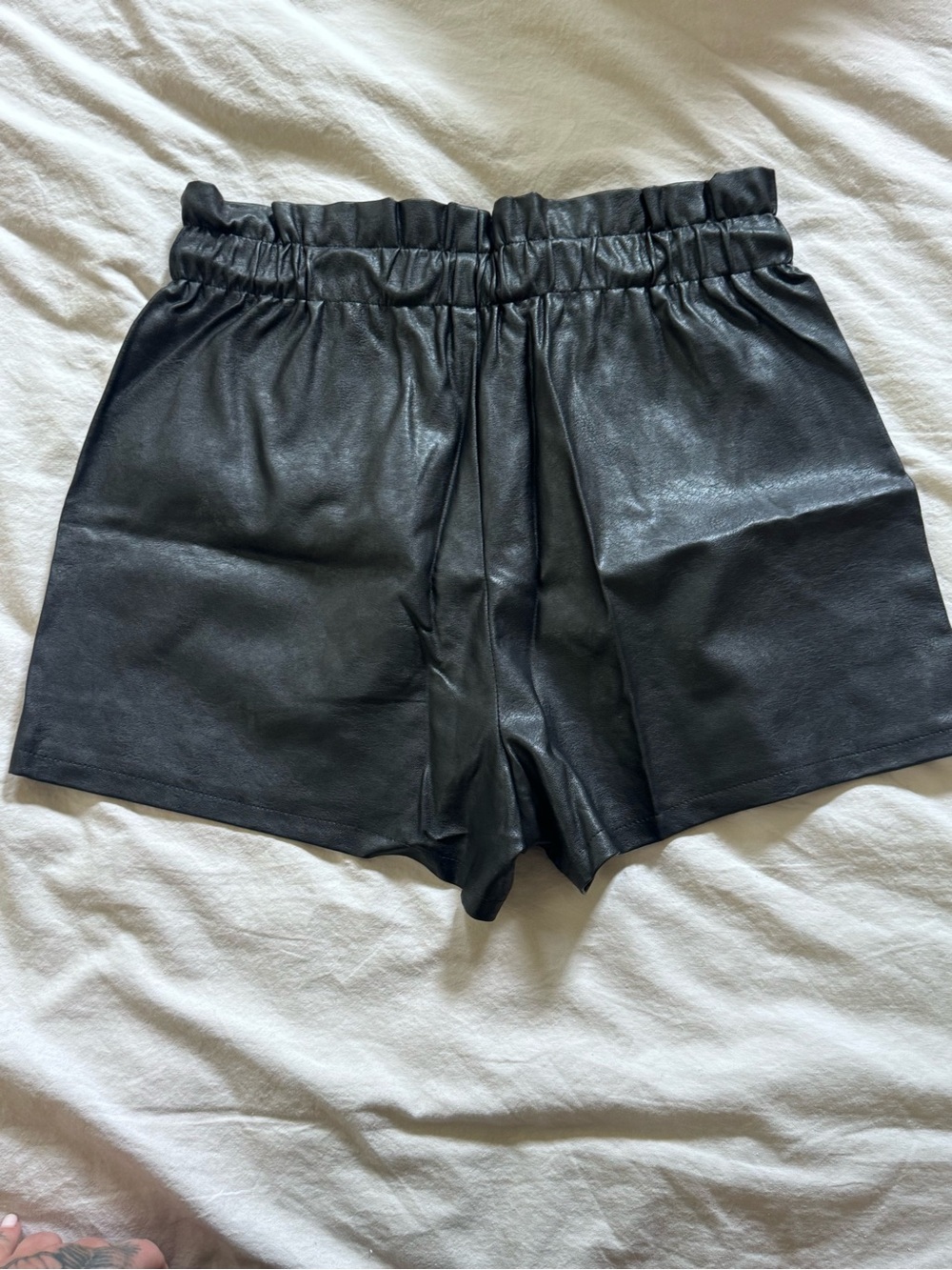 Colina Faux Leather High-Waist Drawstring Pocket Shorts - Picture 3 of 6